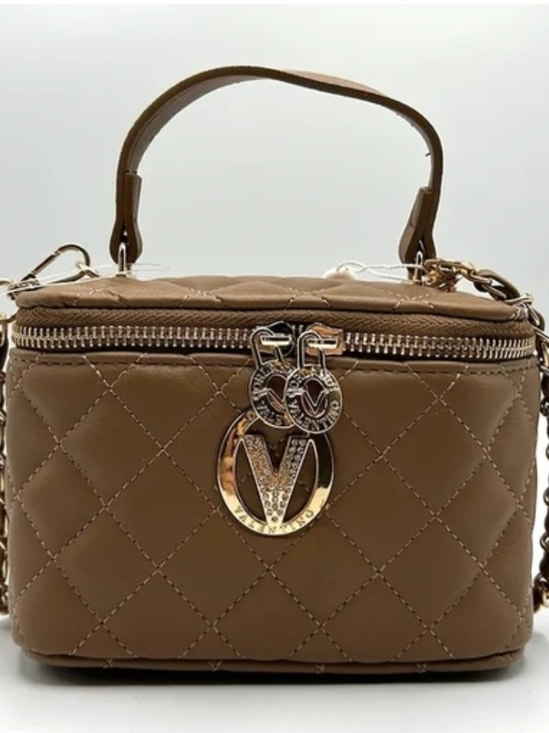Valentino Orlandi Handbags - Valentino Orlandi Quilted Mini Top-Handle Bag in Brown with Gold Hardware